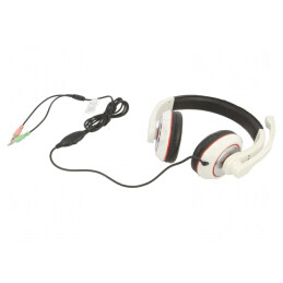 Căști cu microfon alb-negru Jack 3,5mm 1,8m | Electronic-mag.ro | Componente Electronice
