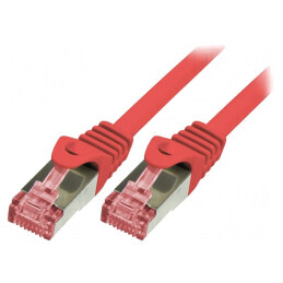 Patch Cord S/FTP Cat6 Cu LSZH Roșu 10m