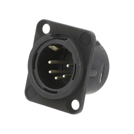 Soclu XLR Tată 5 Pin Drept Negru 7.5A 19x24mm | Electronic-mag.ro | Componente Electronice