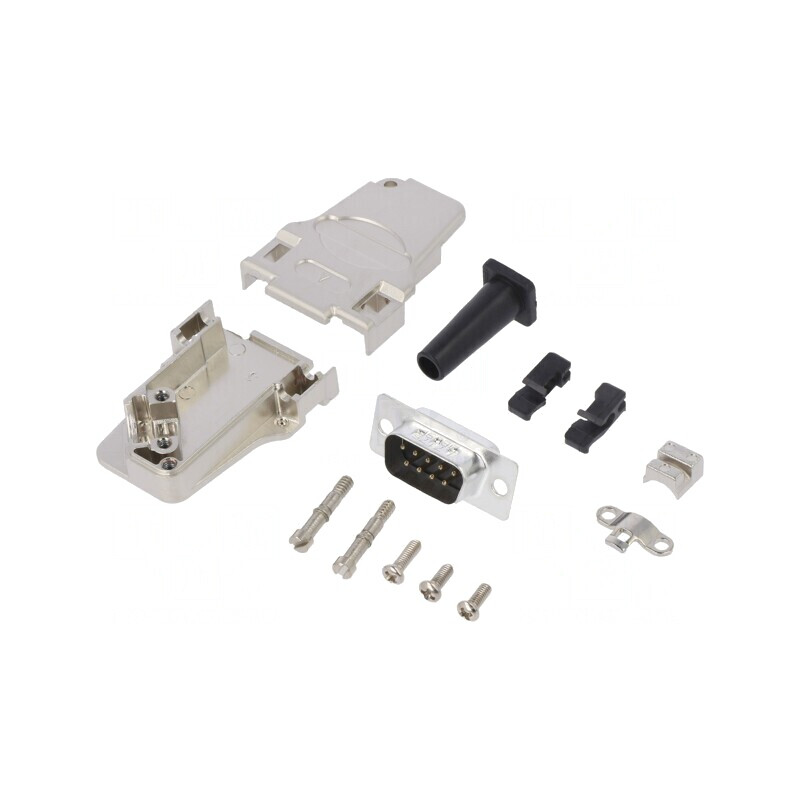 Conector D-Sub 9 Pin Tată 45° Lipire Cablu Gold Flash | Electronic-mag.ro | Componente Electronice