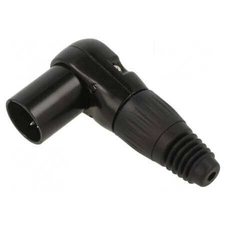 Mufă XLR 4 pini unghi 90° neagră RAMP | Electronic-mag.ro | Componente Electronice