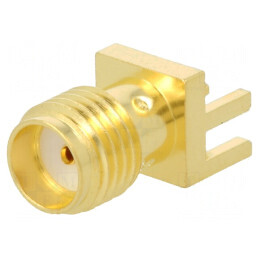 Mufă SMA mamă margine dreaptă 50Ω SMT cablu PTFE aurit | Electronic-mag.ro | Componente Electronice