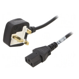 Cablu Alimentare Negru 2m 3x0,75mm2 BS 1363 la IEC C13 | Electronic-mag.ro | Componente Electronice