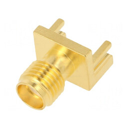 Mufă SMA Mamă Margine Dreaptă 50Ω SMT PTFE Aurit | Electronic-mag.ro | Componente Electronice