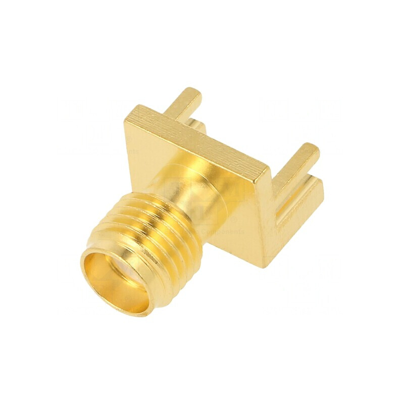 Mufă SMA Mamă Margine Dreaptă 50Ω SMT PTFE Aurit | Electronic-mag.ro | Componente Electronice