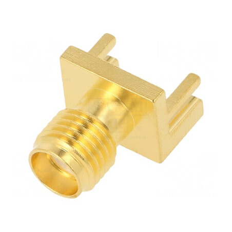 Mufă SMA Mamă Margine Dreaptă 50Ω SMT PTFE Aurit | Electronic-mag.ro | Componente Electronice