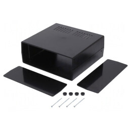 Carcasă ventilată ABS neagră 218x237x92mm | Electronic-mag.ro | Componente Electronice