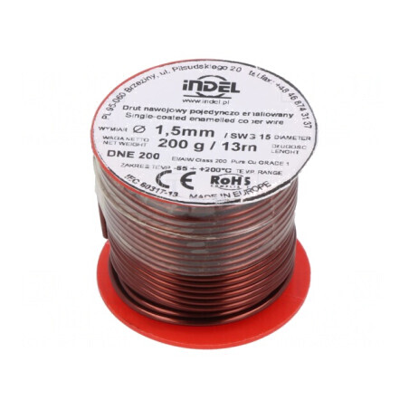Sârmă Emailată 1,5mm 0,2kg Cu | Electronic-mag.ro | Componente Electronice
