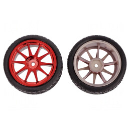 Ax Roșie cu Înșurubare Fină și Acoperire din Guma Ø65mm W26mm | Electronic-mag.ro | Componente Electronice