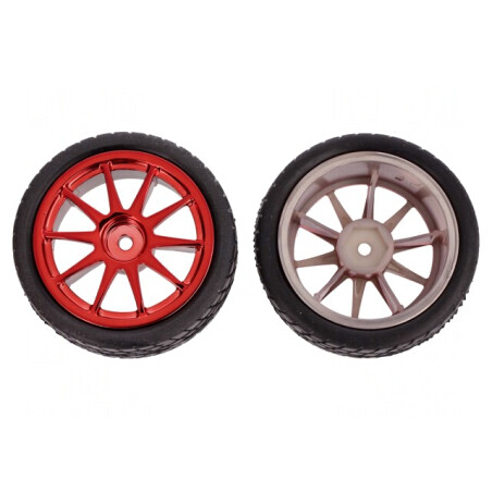 Ax Roșie cu Înșurubare Fină și Acoperire din Guma Ø65mm W26mm | Electronic-mag.ro | Componente Electronice