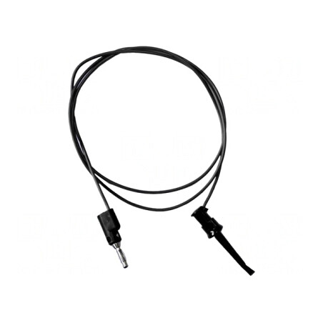 Cablu de măsurare 5A cu clips și mufă banană 4mm neagră | Electronic-mag.ro | Componente Electronice