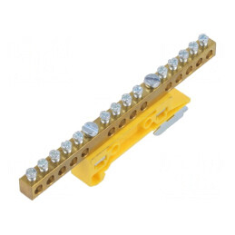 Regletă de Conexiuni 6mm2 14 Borne Galbenă | Electronic-mag.ro | Componente Electronice