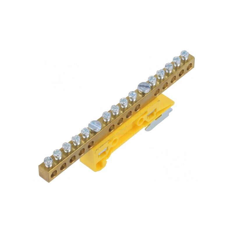 Regletă de Conexiuni 6mm2 14 Borne Galbenă | Electronic-mag.ro | Componente Electronice