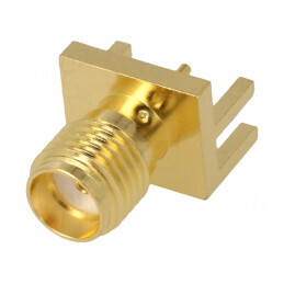 Conector SMA Femelă Margine Dreaptă 50Ω SMT Cablu PTFE Aurit | Electronic-mag.ro | Componente Electronice