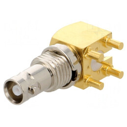 Soclu Micro BNC mamă unghi 90° 75Ω aurit PTFE | Electronic-mag.ro | Componente Electronice