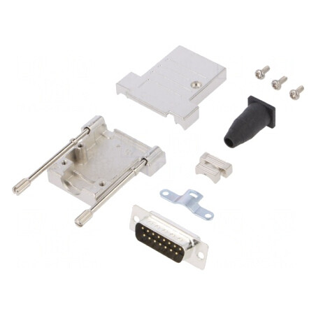 D-Sub 15 PIN Mufă Tată Lipire pe Cablu Neagră | Electronic-mag.ro | Componente Electronice