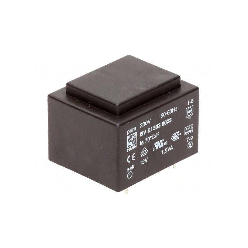 Transformator Încapsulat 1.5VA 230V la 12V 125mA PCB | Electronic-mag.ro | Componente Electronice