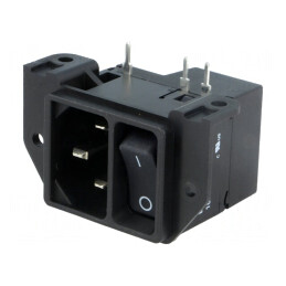 Conector de alimentare AC soclu tată 10A IEC 60320 C14 THT | Electronic-mag.ro | Componente Electronice
