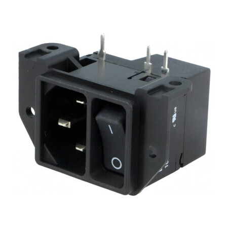 Conector de alimentare AC soclu tată 10A IEC 60320 C14 THT | Electronic-mag.ro | Componente Electronice