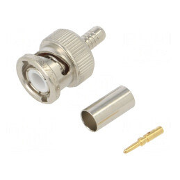 Mufă BNC Tată Drept 50Ω Crimpat PTFE Aurit | Electronic-mag.ro | Componente Electronice