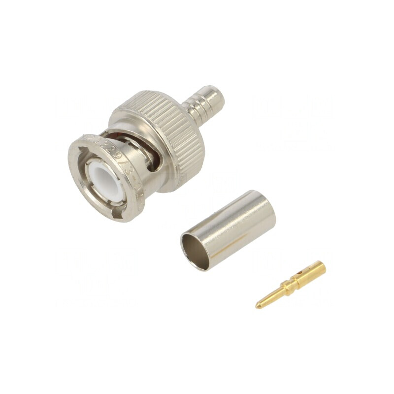 Mufă BNC Tată Drept 50Ω Crimpat PTFE Aurit | Electronic-mag.ro | Componente Electronice