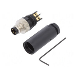 Conector M8 Mufă Tată 3-PIN Filet Exterior | Electronic-mag.ro | Componente Electronice