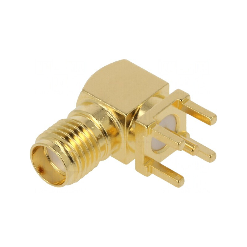 Mufă SMA 90° THT Aurită 50Ω PTFE | Electronic-mag.ro | Componente Electronice