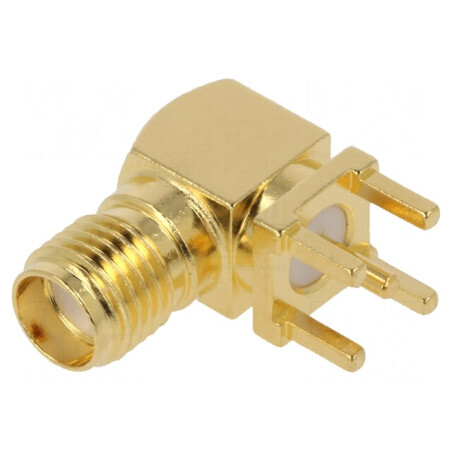 Mufă SMA 90° THT Aurită 50Ω PTFE | Electronic-mag.ro | Componente Electronice