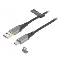 Cablu Magnetic USB 2.0 0,5m Negru 480Mbps | Electronic-mag.ro | Componente Electronice