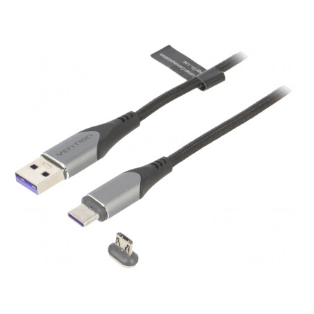 Cablu Magnetic USB 2.0 0,5m Negru 480Mbps | Electronic-mag.ro | Componente Electronice