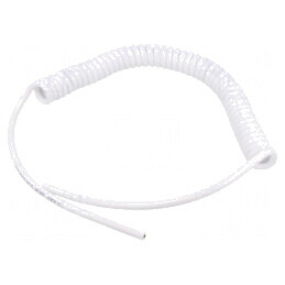 Cablu spiralat alb 0,3m-1,2m 6x0,15mm2 PUR 300V