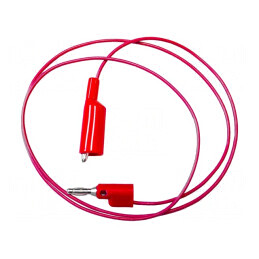 Cablu de măsurare 5A cu mufă banană și clemă crocodil roșie 4 mm | Electronic-mag.ro | Componente Electronice