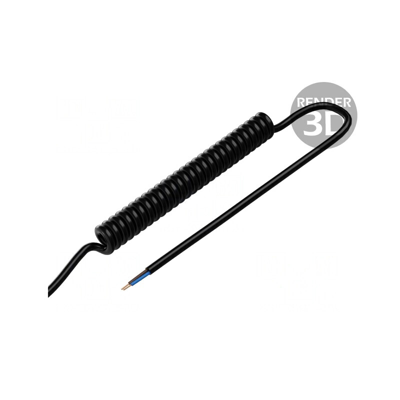 Cablu spiralat 2x0,5mm2 PUR negru 0,3-1,2m | Electronic-mag.ro | Componente Electronice