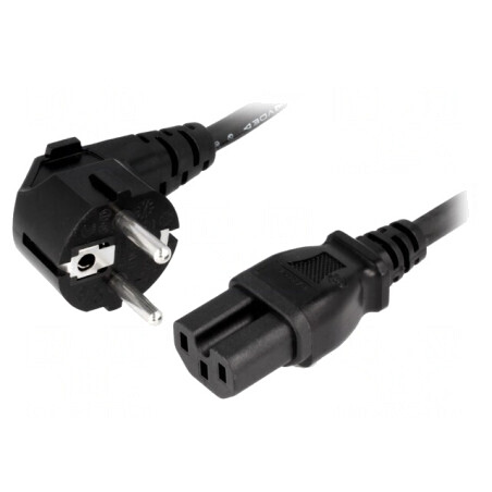 Cablu Alimentare 3m Ștecăr Unghi CEE 7/7 la IEC C15 | Electronic-mag.ro | Componente Electronice
