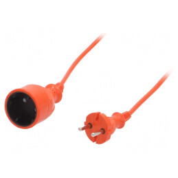 Prelungitor Alimentare 10m Portocaliu 10A 1 Priză PVC | Electronic-mag.ro | Componente Electronice