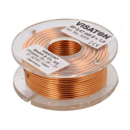 Inductor: bobină cu aer; 0,47mH; 0,36Ω; Ø: 48mm; H: 18mm; Øfir: 1mm