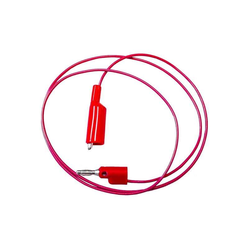 Cablu de măsurare 5A mufă banană 4 mm clemă crocodil roşie | Electronic-mag.ro | Componente Electronice