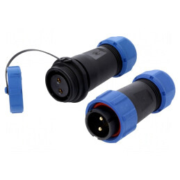 Conector Circular Tată-Mamă 2 PIN 3A IP67 500V Pe Cablu | Electronic-mag.ro | Componente Electronice