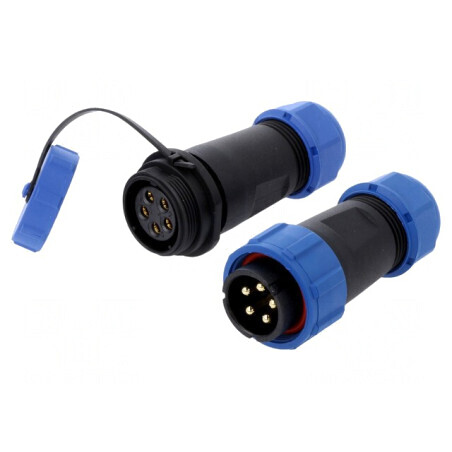 Conector circular tată-mamă 5 PIN IP67 500V 3A pe cablu | Electronic-mag.ro | Componente Electronice