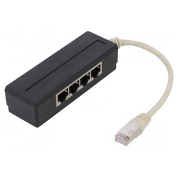 Adaptor Splitter RJ45 4 Porturi Negru | Electronic-mag.ro | Componente Electronice