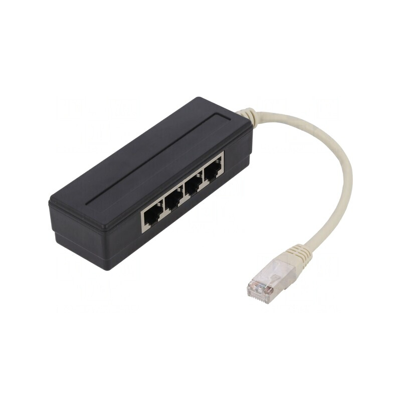 Adaptor Splitter RJ45 4 Porturi Negru | Electronic-mag.ro | Componente Electronice