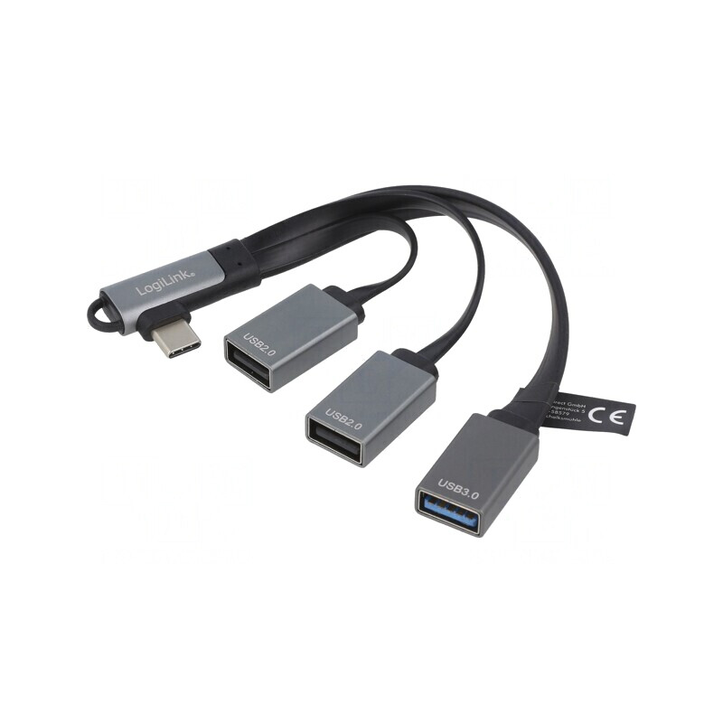 Hub USB 3x USB-A și USB-C în unghi 2.0/3.2 | Electronic-mag.ro | Componente Electronice