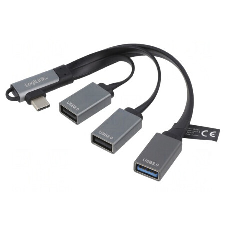 Hub USB 3x USB-A și USB-C în unghi 2.0/3.2 | Electronic-mag.ro | Componente Electronice