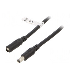 Cablu; DC 5,5/2,1 mufă,DC 5,5/2,1 soclu; negru; 10m