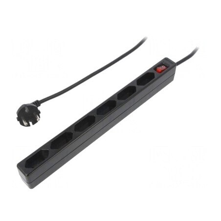 Prelungitor 6 Prize 250VAC 15A Negru | Electronic-mag.ro | Componente Electronice