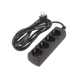 Prelungitor Schuko 4 Prize PVC Negru 3x1,5mm2 | Electronic-mag.ro | Componente Electronice