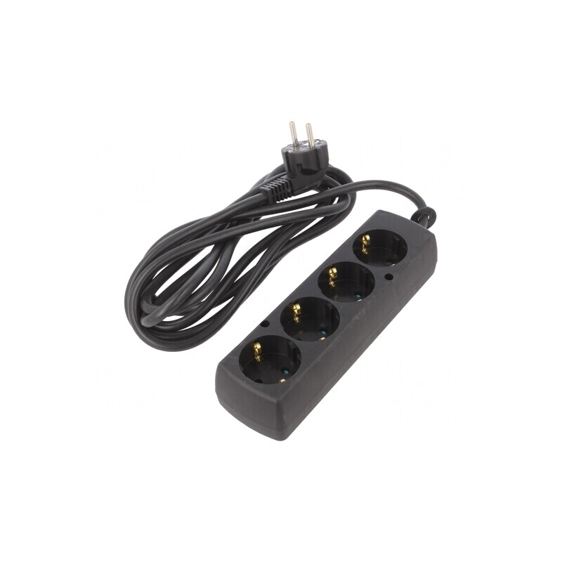 Prelungitor Schuko 4 Prize PVC Negru 3x1,5mm2 | Electronic-mag.ro | Componente Electronice