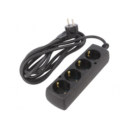 Prelungitor Schuko 4 Prize PVC Negru 3x1,5mm2 | Electronic-mag.ro | Componente Electronice