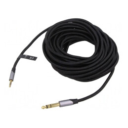 Cablu | Jack 3,5mm 3pin mufă,Jack 6,3mm 3pin mufă | 10m | negru | BAUHL
