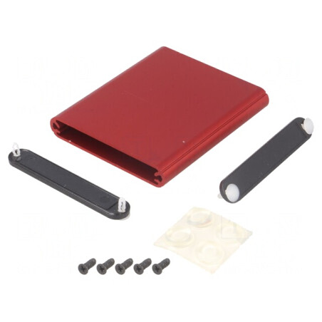 Carcasă aluminiu roșu 70x80x12mm | Electronic-mag.ro | Componente Electronice